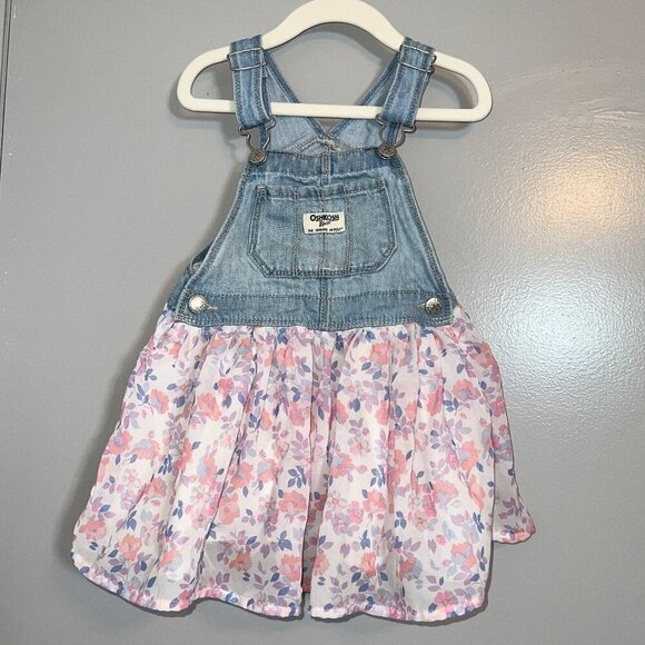 OshKosh B'gosh Other - OshKosh B'gosh Girl's Floral Sheer Bibs Dress Size 3T